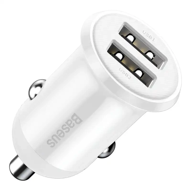 Ładowarka samochodowa Baseus Grain Pro 2x USB 4.8A (biała)