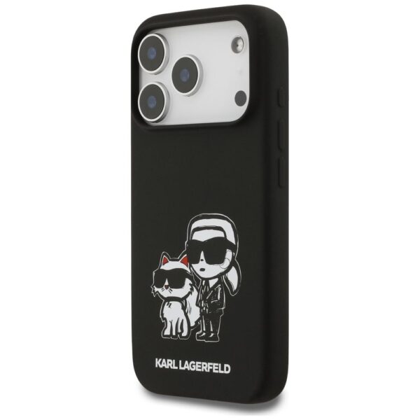 KARL LAGERFELD case for IPHONE 17 Pro compatible with MagSafe KLHMP17LSKCGRGOK (Silicone W/ K&C Sketch & Logo) black