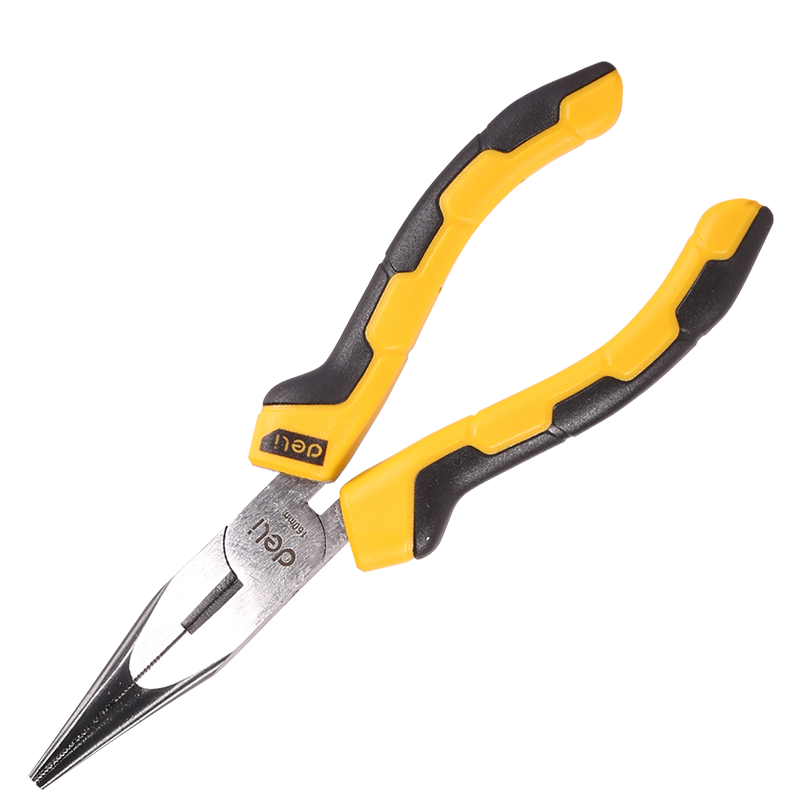 Szczypce wydłużone proste Deli Tools EDL2106, 6" (żółte)