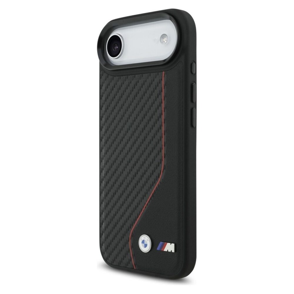 BMW case for IPHONE 17 Air compatible with MagSafe BMHMP17M25PCCSCKR (PU Carbon Line & Logo) red