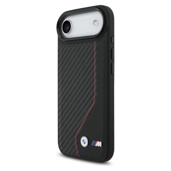 BMW case for IPHONE 17 Air compatible with MagSafe BMHMP17M25PCCSCKR (PU Carbon Line & Logo) red