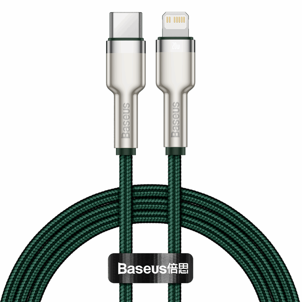 Kabel USB-C do Lightning Baseus Cafule, PD, 20W, 1m (zielony)
