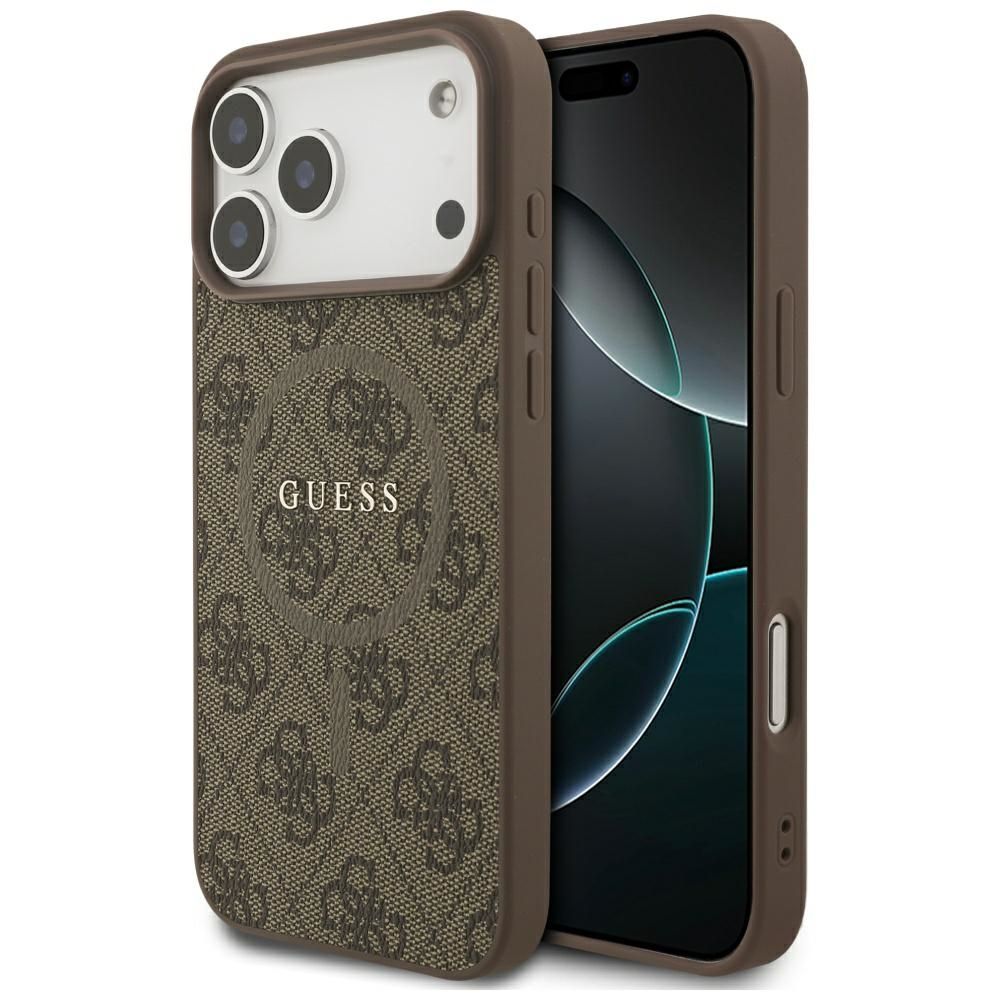 22e62a5a27db312f6b9bb214c76554ea GUESS case for IPHONE 17 Pro Max compatible with MagSafe GUHMP17XG4GFRW (PU 4G Ring Classic Logo) brown