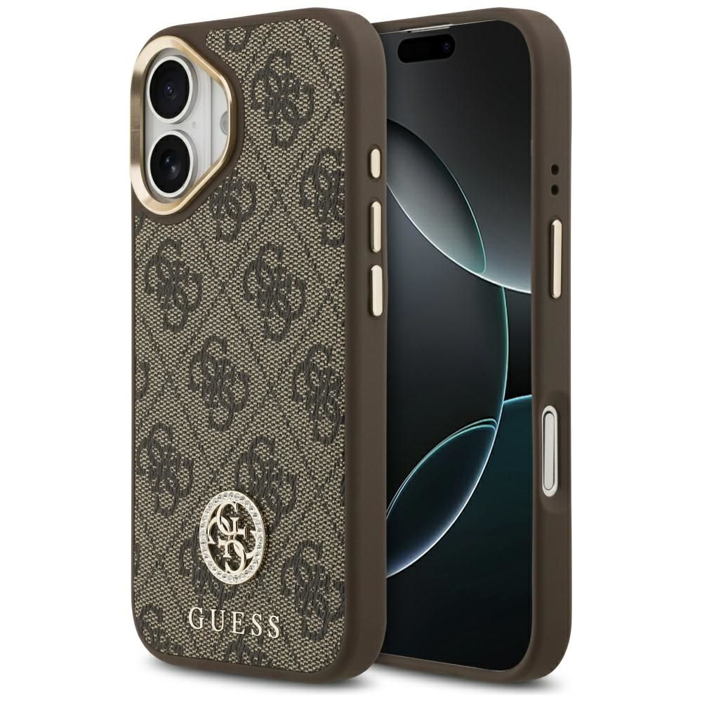 2327bdbeb6c64068fed38bee033a8062 GUESS case for IPHONE 17 compatible with MagSafe GUHMP17SP4GRMDEW (PU W/ 4G Strass Logo) brown