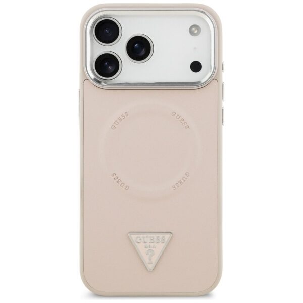 GUESS case for IPHONE 17 Pro compatible with MagSafe GUHMP17LPSDTSCMP (PU W/ Triangle Logo) pink