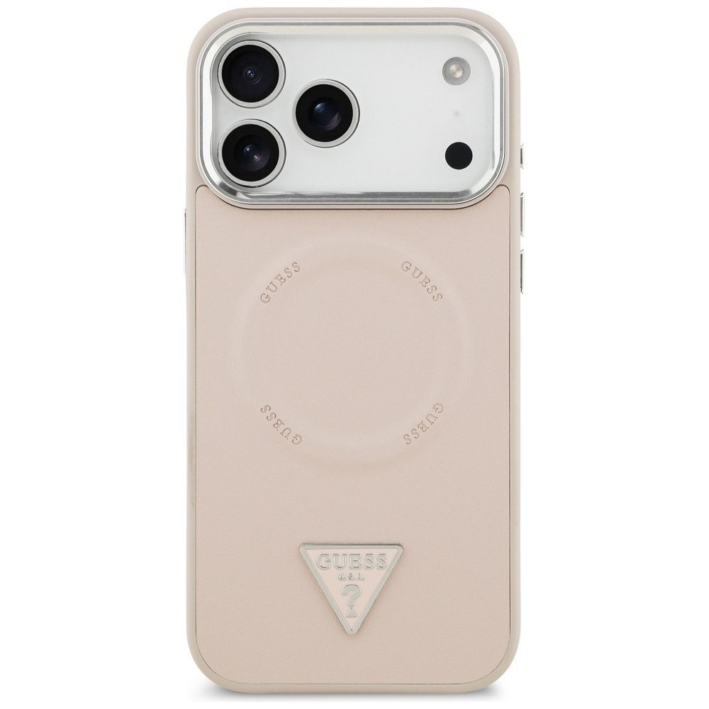 240a5a7fde45ffa7fcc6efb8bc970c9c GUESS case for IPHONE 17 Pro compatible with MagSafe GUHMP17LPSDTSCMP (PU W/ Triangle Logo) pink