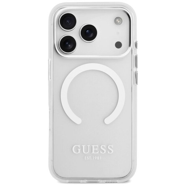 24f940828fd2e212dfe347a384ab31c9 GUESS case for IPHONE 17 Pro compatible with MagSafe GUHMP17LHTRMS (Metal Outline) silver