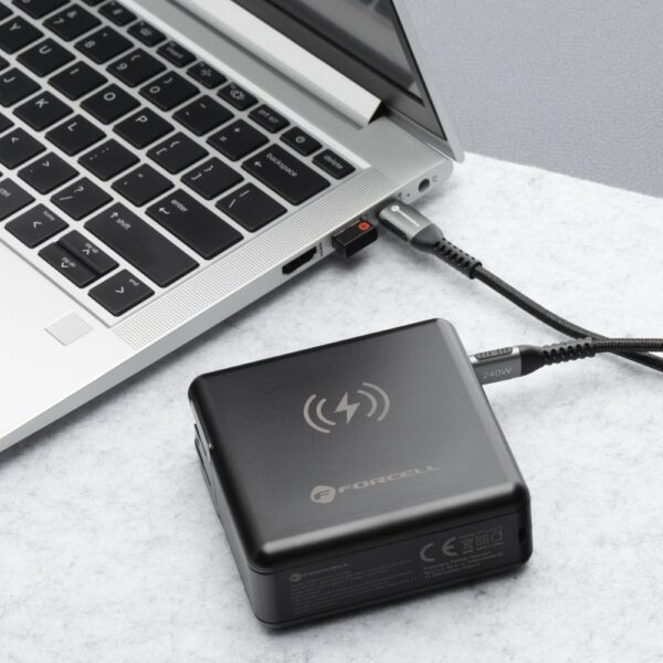 FORCELL F-ENERGY multifunctional charger 45W 6in1 with USB A and USB C sockets, power bank 15000mAh and wireless charging 15W