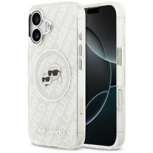 KARL LAGERFELD case for IPHONE 17 compatible with MagSafe KLHMP17SHMKBKCHOG (IML Glitter K&C Heads Logo) gray