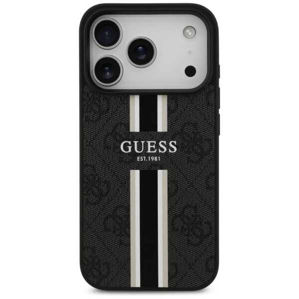 GUESS case for IPHONE 17 Pro compatible with MagSafe GUHMP17LP4RPSK (4G Printed Stripes) black