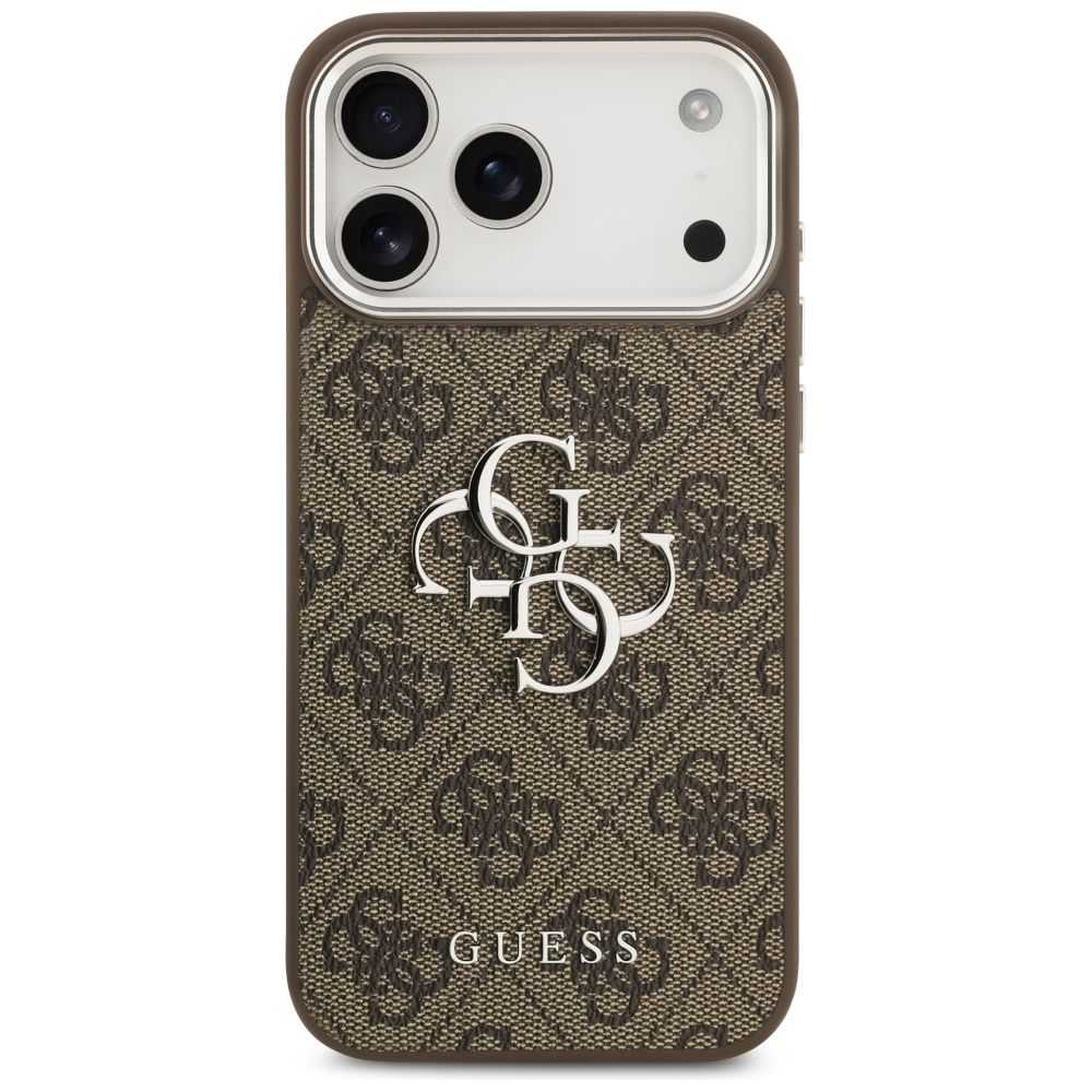 284a2ad97decb123609914d445e47722 GUESS case for IPHONE 17 Pro Max GUHCP17XP4G4SMCW (4G PU Leather Case with Big 4G and Classic Logo and Silver Metal Camera Frame) brown