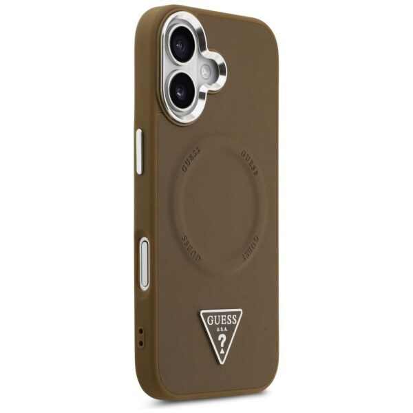 GUESS case for IPHONE 17 compatible with MagSafe GUHMP17SPSDTSCMW (PU W/ Triangle Logo) brown