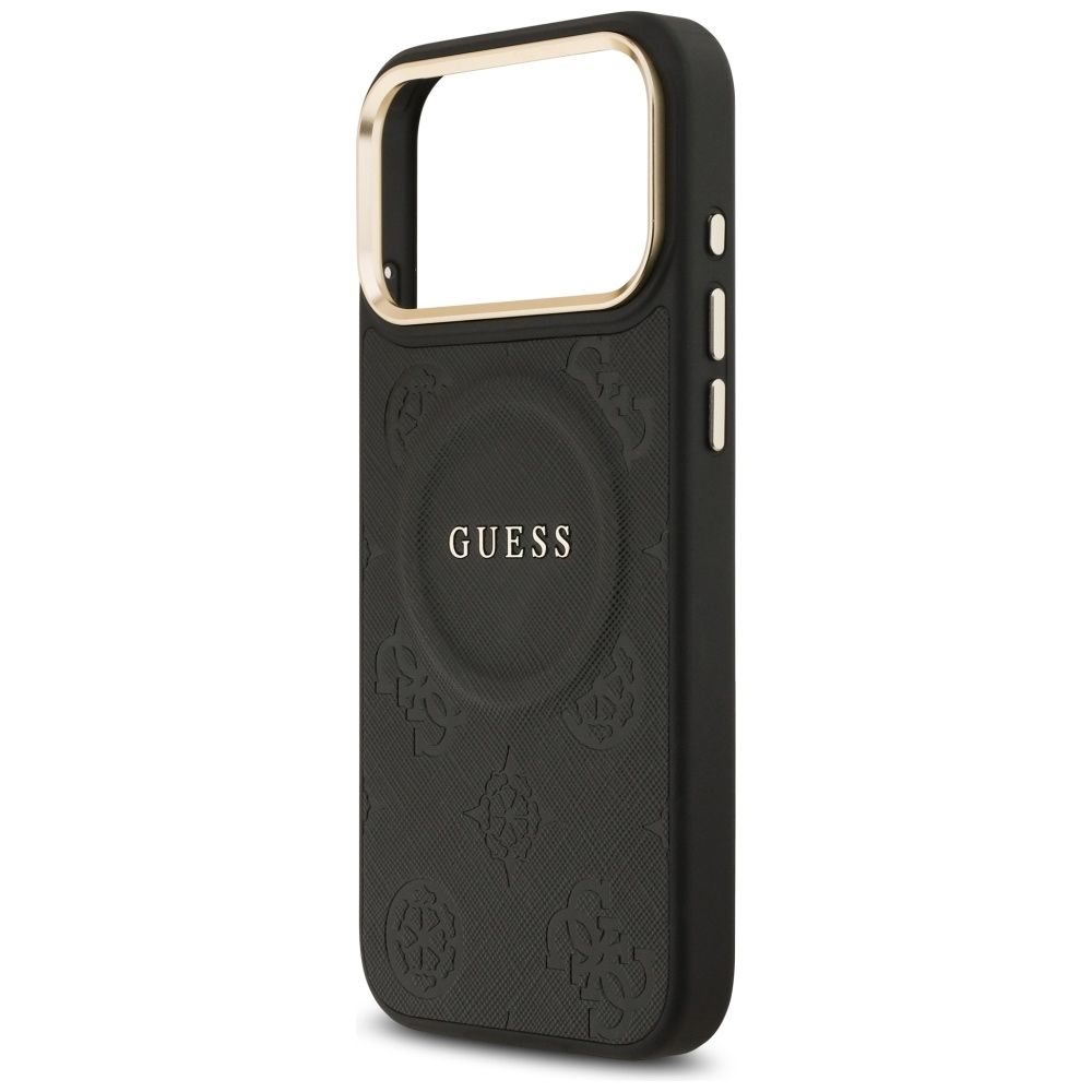 2930d401f531bc479c9902d3e856515c GUESS case for IPHONE 17 Pro Max compatible with MagSafe GUHMP17XPSAMSECK (PU W/ Peony Hot Stamp) black