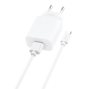 Ładowarka sieciowa Foneng, EU28 12W, 1x USB, QC 3.0 + USB + kabel  USB typu C