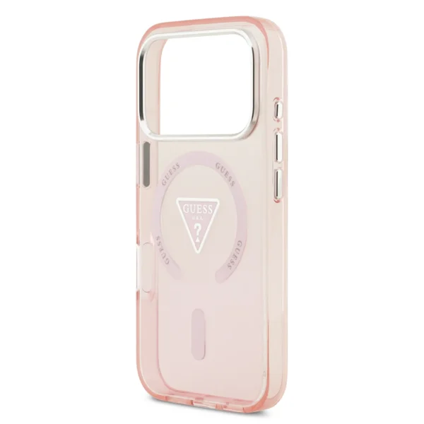 GUESS case for IPHONE 17 Pro compatible with MagSafe GUHMP17LHGTMLCGP (IML Gradient W/ Triangle Logo) pink