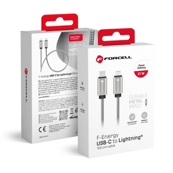 FORCELL F-ENERGY Metal C238 cable Type C to Lightning PD 3A 27W 1 m silver