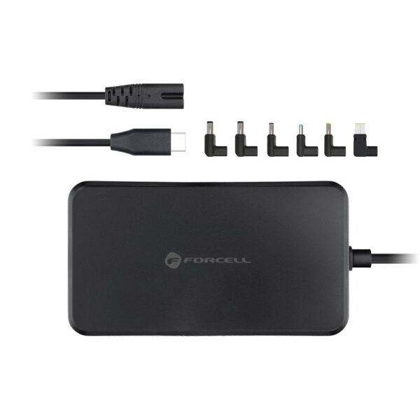 FORCELL F-ENERGY E856 uniwersal laptop charger 90W (6 adaptors) - czarny
