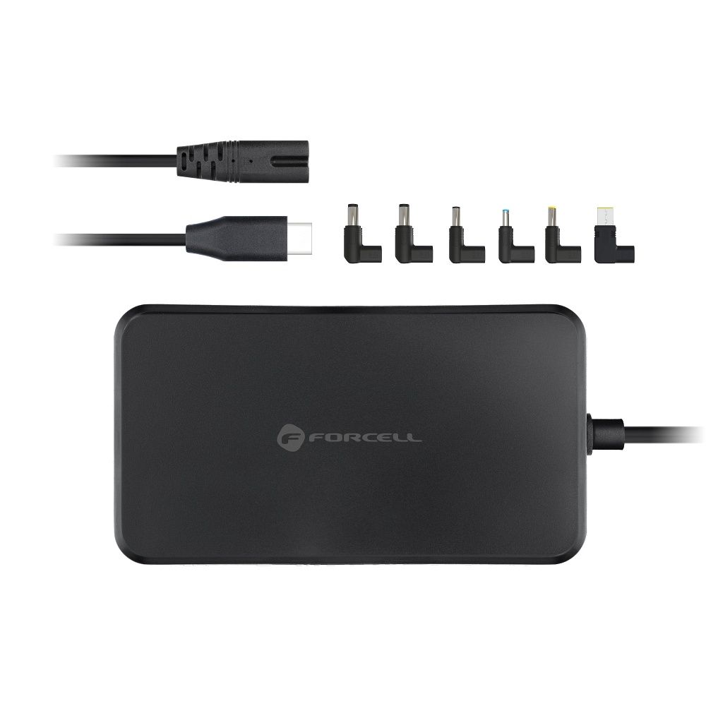FORCELL F-ENERGY E856 uniwersal laptop charger 90W (6 adaptors) - czarny