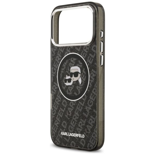 KARL LAGERFELD case for IPHONE 17 Pro Max compatible with MagSafe KLHMP17XHMKBKCHOK (IML Glitter K&C Heads Logo) black