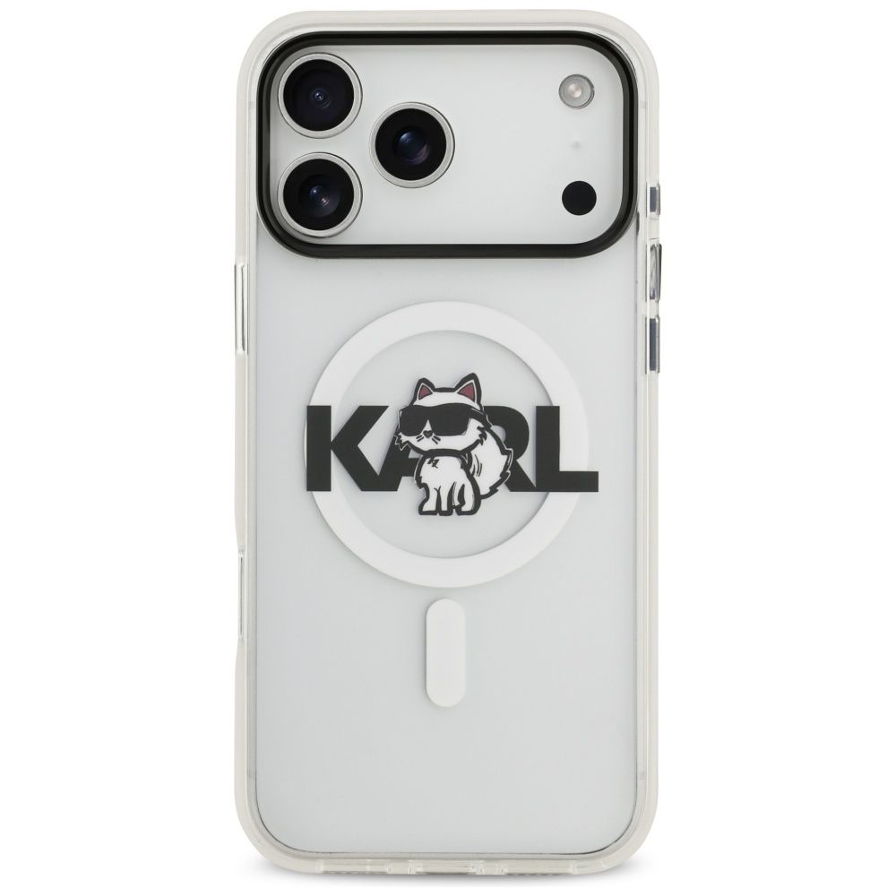 KARL LAGERFELD case for IPHONE 17 Pro compatible with MagSafe KLHMP17LHGCHGKBT (IML Choupette Sketch Logo) transparent