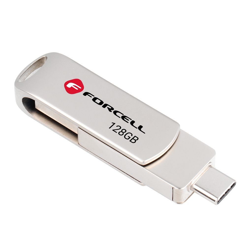 FORCELL F-DATA pendrive Metal Duo 128GB USB3.2 Gen 1 (USB A / Type C) silver