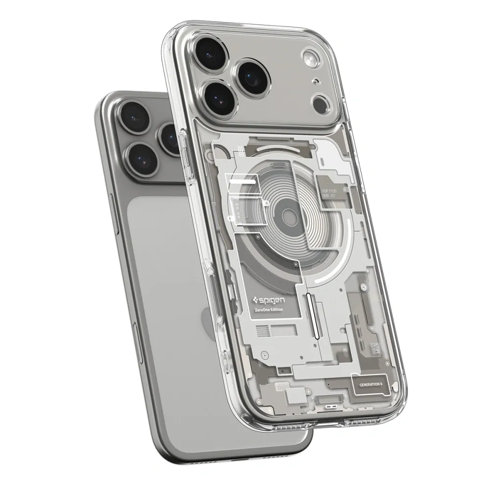 SPIGEN case ULTRA HYBRID MAG compatible with MagSafe for IPHONE 17 Pro Max zero one natural tutanium