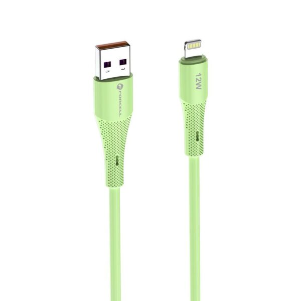 FORCELL F-ENERGY C343 cable USB A to Lightning 2,4A 12W Silicone 1 m green