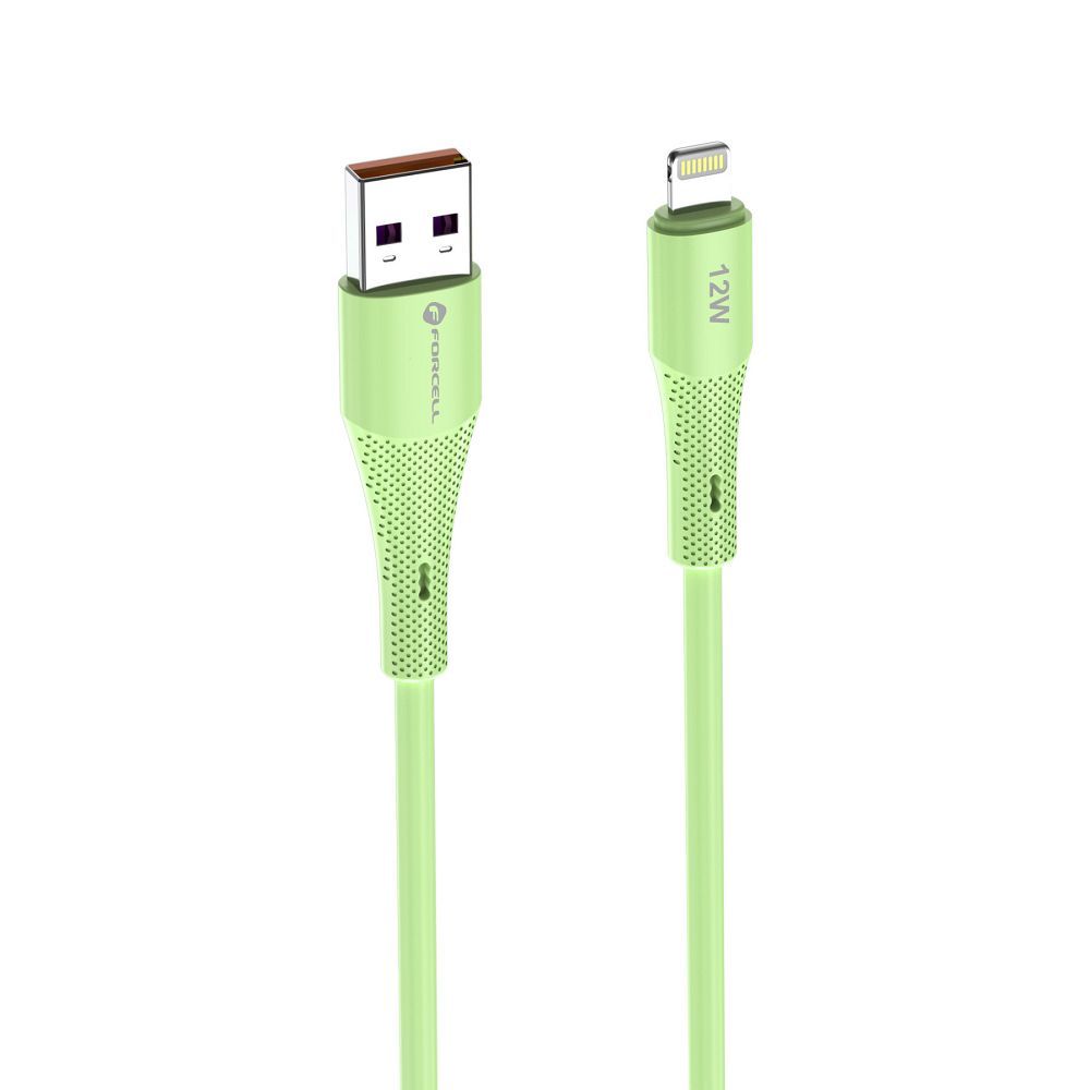 FORCELL F-ENERGY C343 cable USB A to Lightning 2,4A 12W Silicone 1 m green
