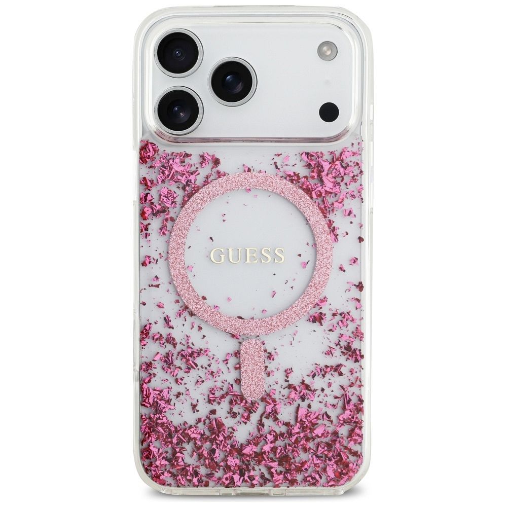 328dfcdc086ddc9e82caae98e23e35ac GUESS case for IPHONE 17 Pro Max compatible with MagSafe GUHMP17XRGRGEP (Resin Bottom Glitter) pink