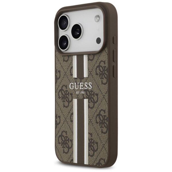 GUESS case for IPHONE 17 Pro compatible with MagSafe GUHMP17LP4RPSW (4G Printed Stripes) brown