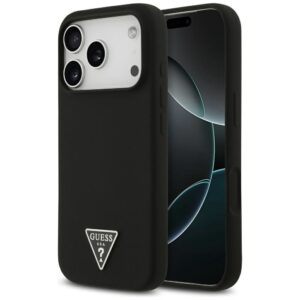 GUESS case for IPHONE 17 Pro Max compatible with MagSafe GUHMP17XSCTRLMK (Silicone W/ Triangle Logo) black
