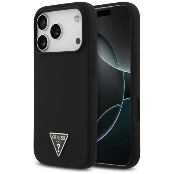 GUESS case for IPHONE 17 Pro Max compatible with MagSafe GUHMP17XSCTRLMK (Silicone W/ Triangle Logo) black