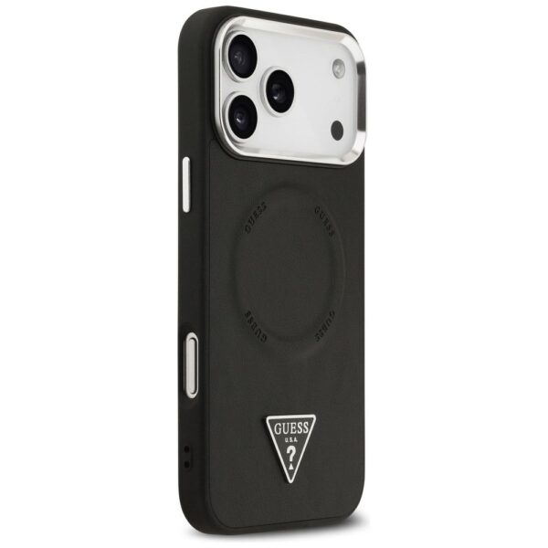 GUESS case for IPHONE 17 Pro compatible with MagSafe GUHMP17LPSDTSCMK (PU W/ Triangle Logo) black