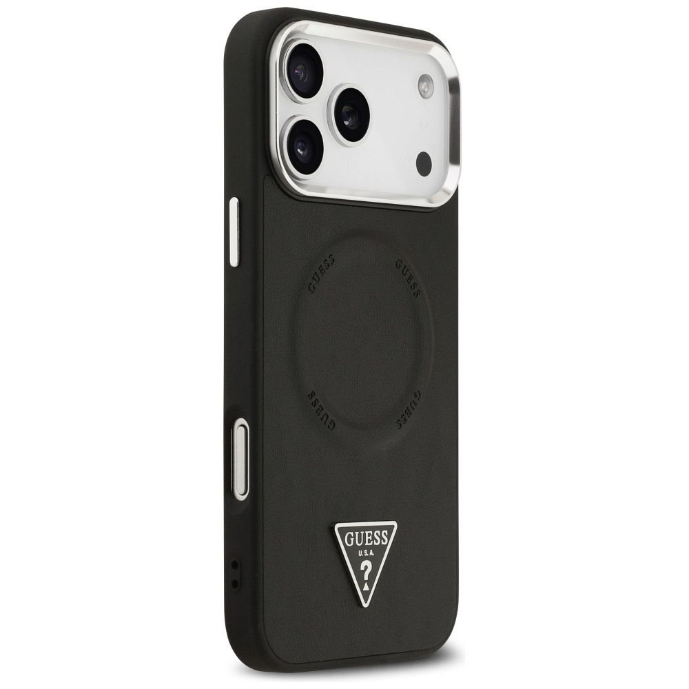 3458bc4736b259d1f74be3b2a7f6a638 GUESS case for IPHONE 17 Pro compatible with MagSafe GUHMP17LPSDTSCMK (PU W/ Triangle Logo) black