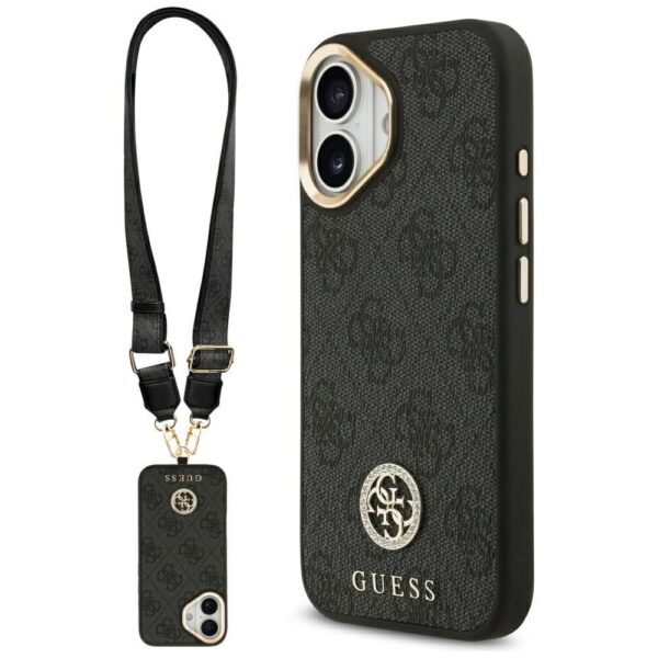 34f5faaf93b2feb77cb41444fd53dc49 GUESS case for IPHONE 17 compatible with MagSafe GUHMP17SP4G4DCSK (PU W/ Strass Logo & Big Strap Metal Buttons) black