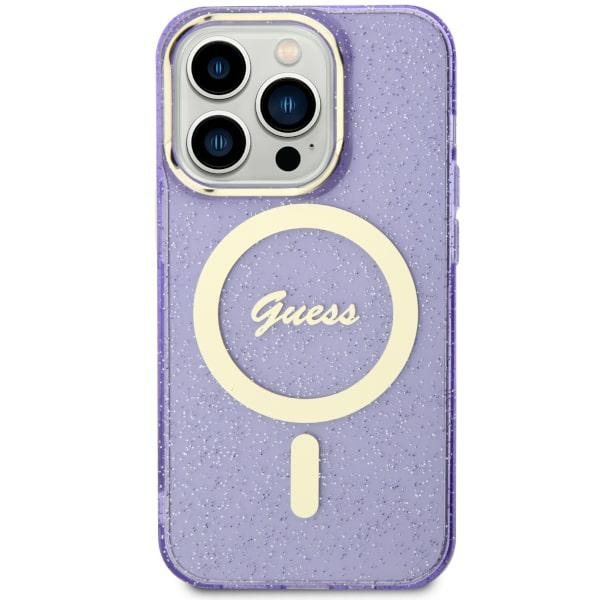Compressed by jpeg-recompress Guess case for iPhone 11 / XR 6,1" GUHMN61HCMCGU purple hardcase Glitter Gold MagSafe