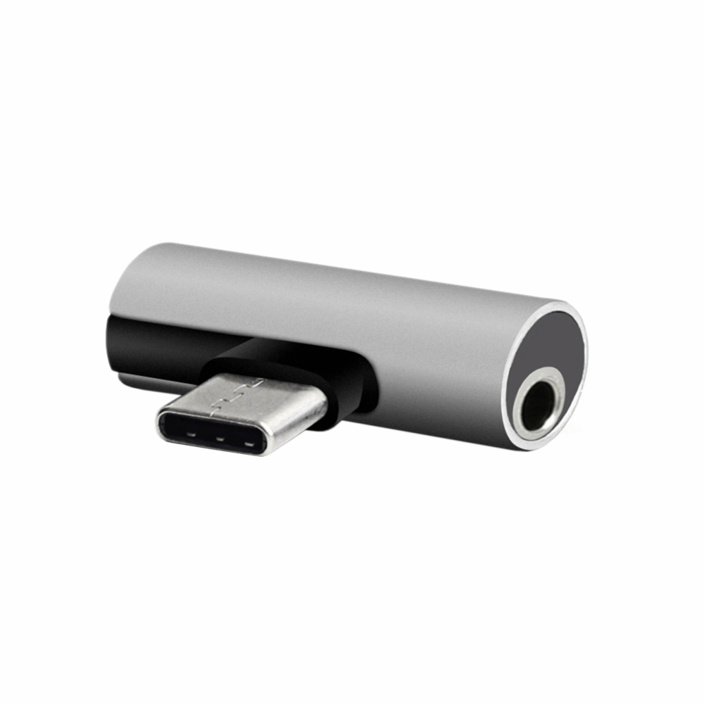 358229_oryg Setty adapter USB-C - audio jack 3,5mm + USB-C AD-C-JC-7 sliver