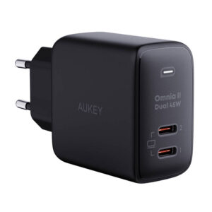 Ładowarka sieciowa Aukey PA-B4T,  2xUSB-C, 45W  (czarna)