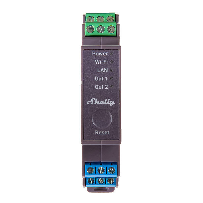 2-kanałowy przekaźnik na szynę DIN Shelly Pro 2 WiFi/LAN