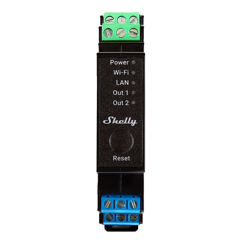 2-kanałowy przekaźnik na szynę DIN z pomiarem mocy Shelly Pro 2PM WiFi/LAN