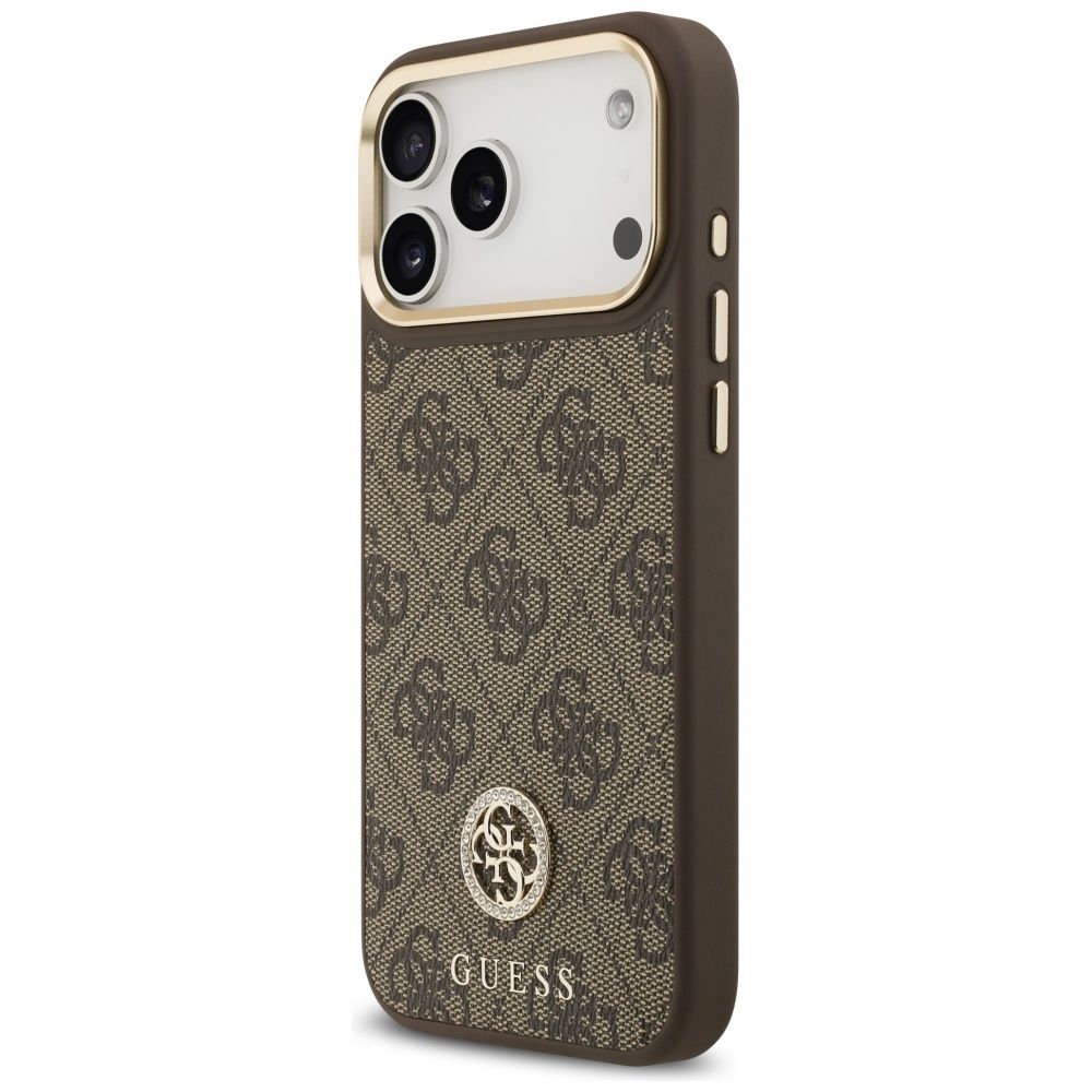 36ad23ac9384b811423ac48e4278d3e8 GUESS case for IPHONE 17 Pro Max compatible with MagSafe GUHMP17XP4GRMDEW (PU W/ 4G Strass Logo) brown