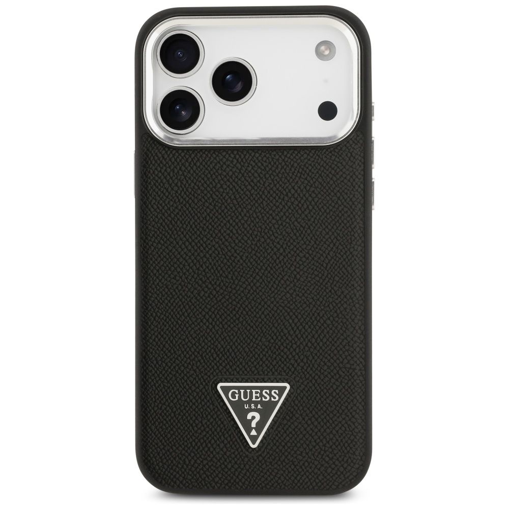 37c6330c6b484f953bc7bbf1db6ad573 GUESS case for IPHONE 17 Pro compatible with MagSafe GUHMP17LPGTSPSK (Grained PU Triangle Logo) black