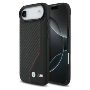 BMW case for IPHONE 17 Air compatible with MagSafe BMHMP17M25PCCSCKR (PU Carbon Line & Logo) red
