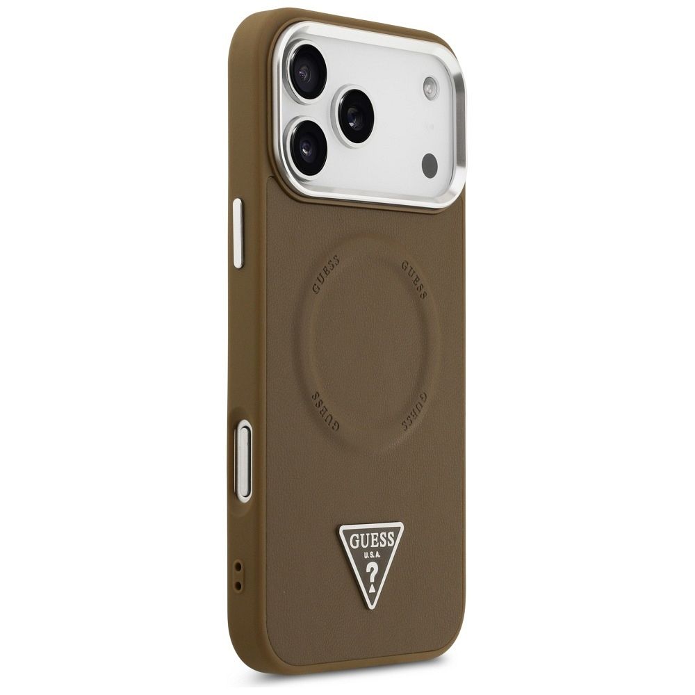 380d24fb012929bc0951bf7edf3dba5c GUESS case for IPHONE 17 Pro Max compatible with MagSafe GUHMP17XPSDTSCMW (PU W/ Triangle Logo) brown