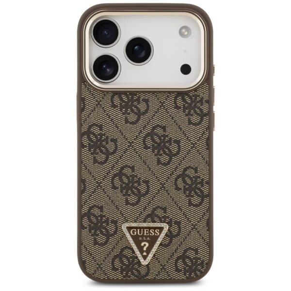 384858304f16dd6fa8d506081b17c2be GUESS case for IPHONE 17 Pro compatible with MagSafe GUHMP17LP4GTDGMW (4G PU W/ Triangle Logo) gold brown