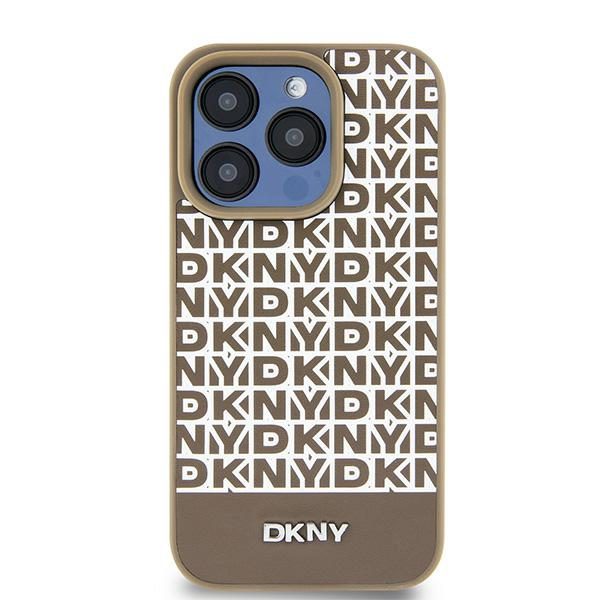 395201_oryg DKNY case for iPhone 15 6,1" DKHMP15SPSOSPW HC Magsafe pu repeat pattern w bottom stripe