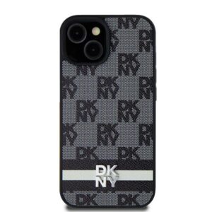 DKNY case for Samsung Galaxy S24 DKHCS24SPCPTSSK black HC PU checkered pattern w printed stripes