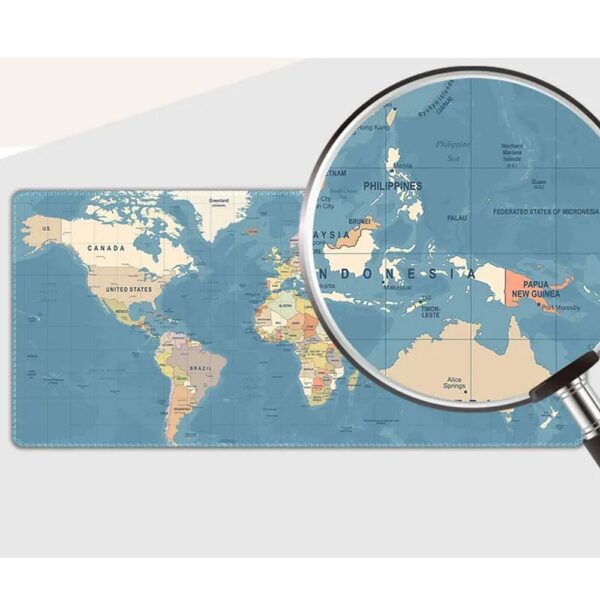Mouse / keyboard pad "World map" 40 x 90 x 2 mm RC-K-1074 blue