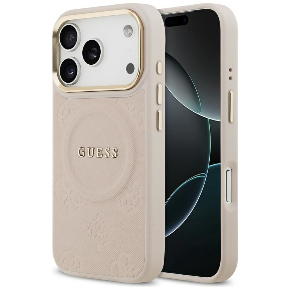 3bc54caab3b9a8bc6225b1a89a34c2c5 GUESS case for IPHONE 17 Pro compatible with MagSafe GUHMP17LPSAMSECP (PU W/ Peony Hot Stamp) pink