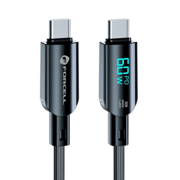 3cad32ea066cd5e9127bd948dd7b50ab FORCELL F-ENERGY C274 cable Type C to Type C QC4.0 PD 3A 60W Digital 1,2 m black
